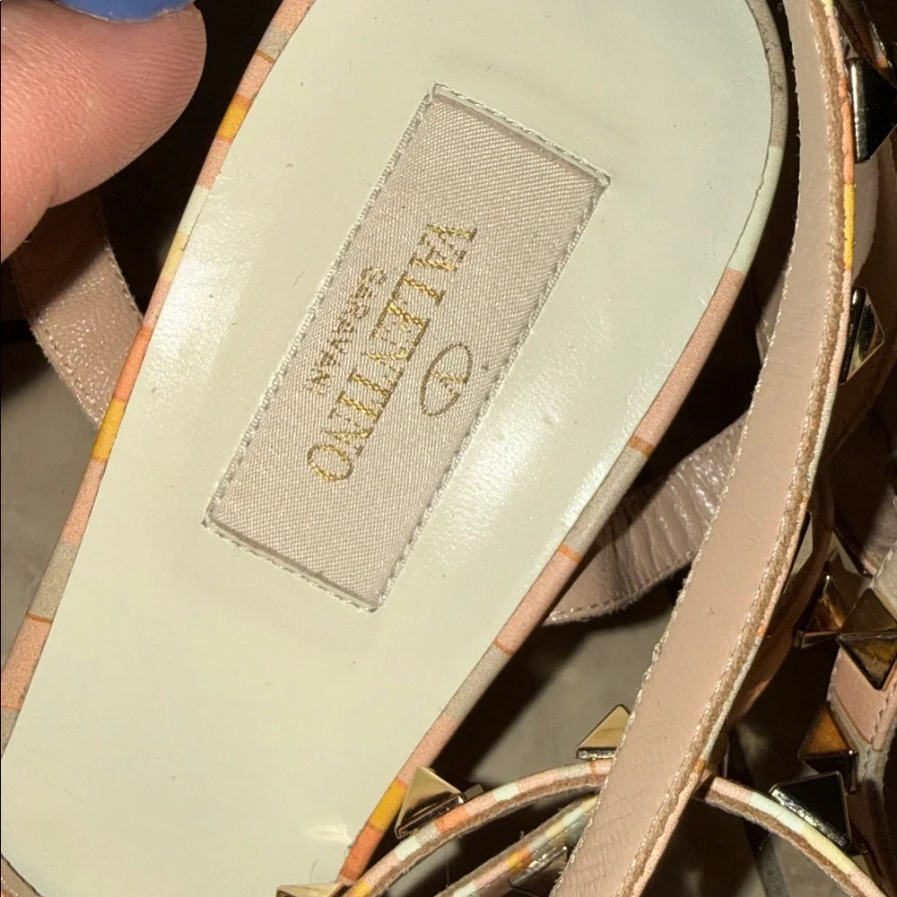 Valentino Pointed-Toe Studded heels- Pink & Orange rock stud strappy heels 40 - Picture 3 of 6